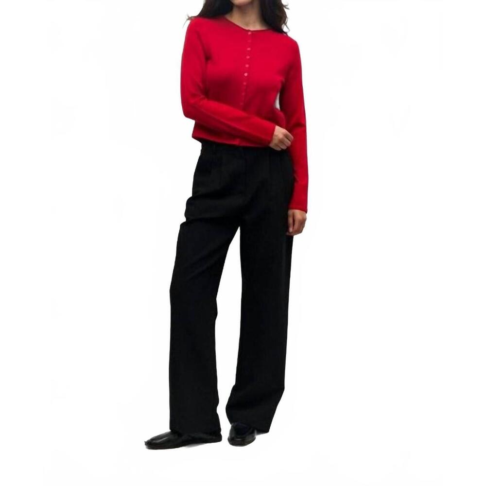 NEW ALL : ROW shea cozy rolled neckline cardigan in red